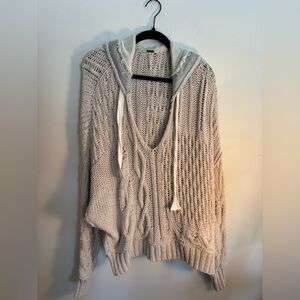 Free People Pullover Knit Sweater with Hood
